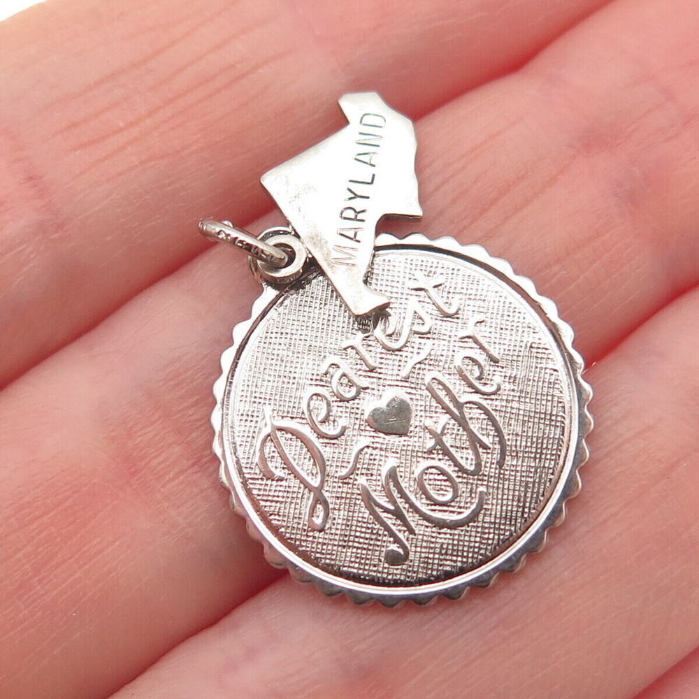 ELCO 925 Sterling Silver Vintage Dearest Mother Maryland Charm Pendant